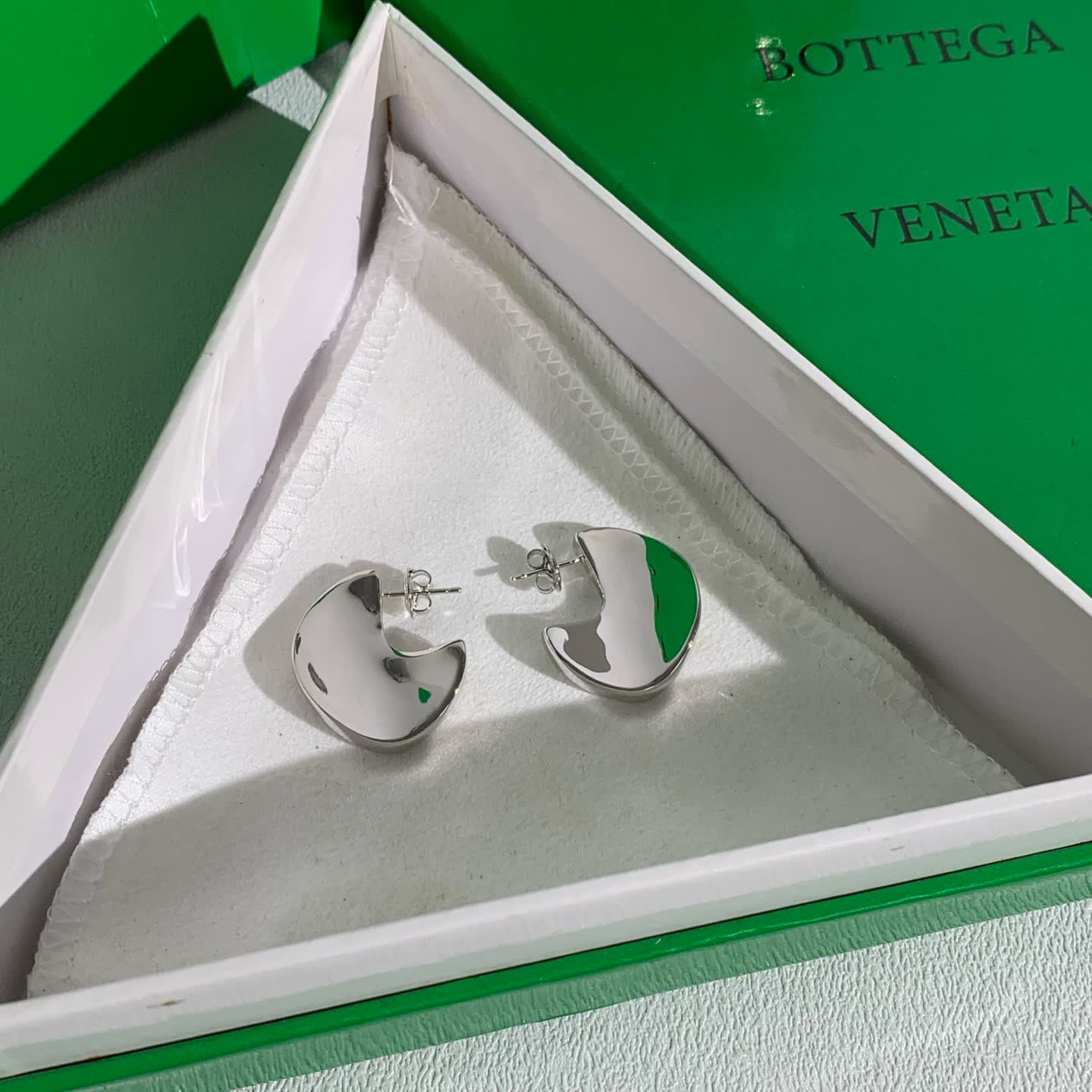 Bottega Veneta Silver Hoop Earrings